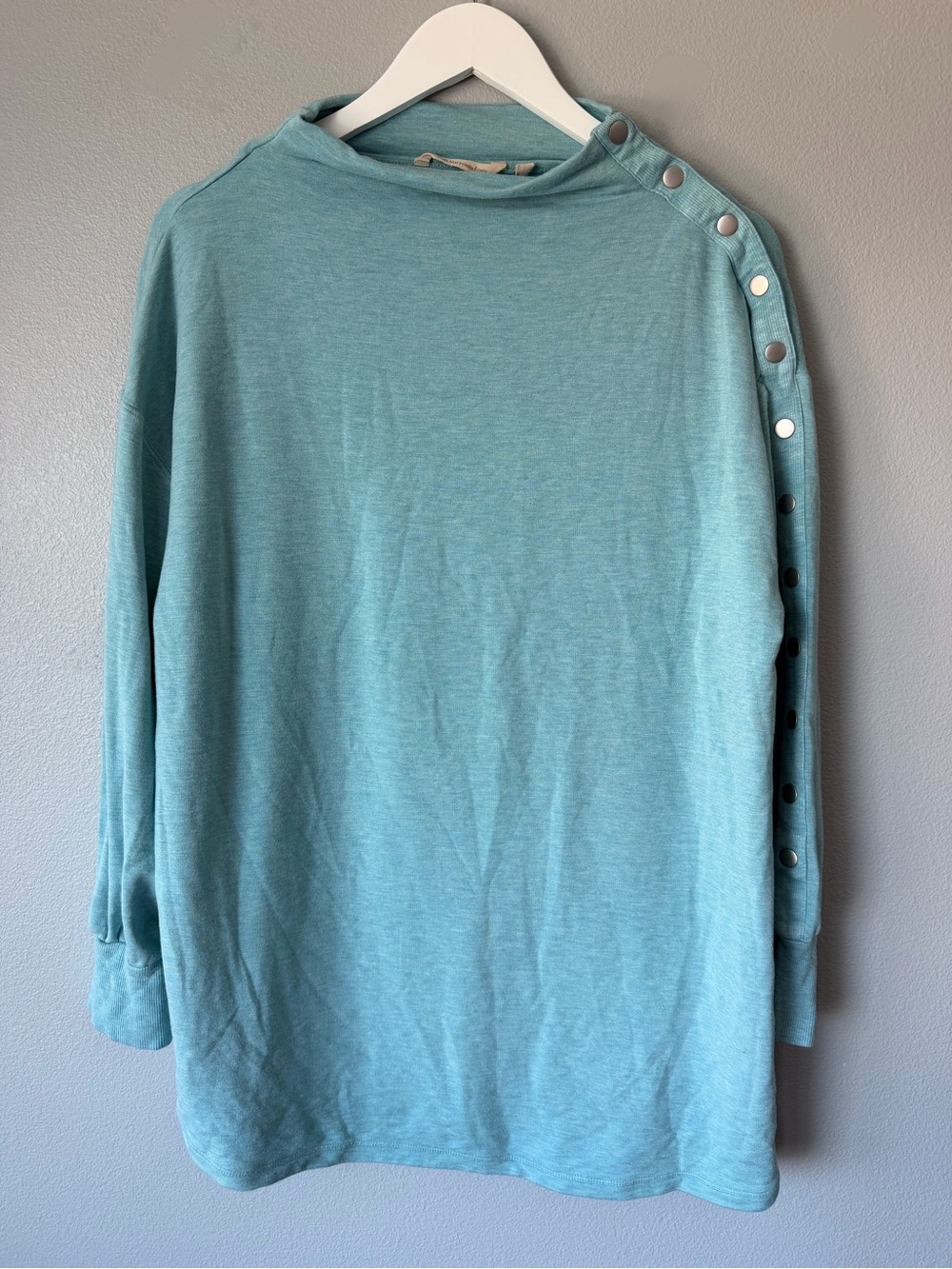 Soft Surroundings blue long sleeve mock neck top Women’s sz L
